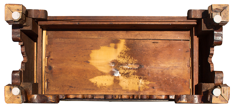 Tall Chest on Frame with Drawer, Chippendale, Antique Carved, Original Paint & Hardware Likely Eastern Connecticut, underside view