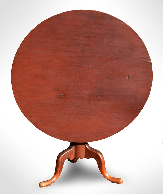 Chippendale Revolving Tiptop Tea Table, Red Stain, Image 1