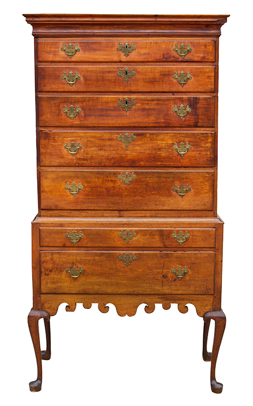 Highboy, Connecticut River Valley, New London County, Original Hardware