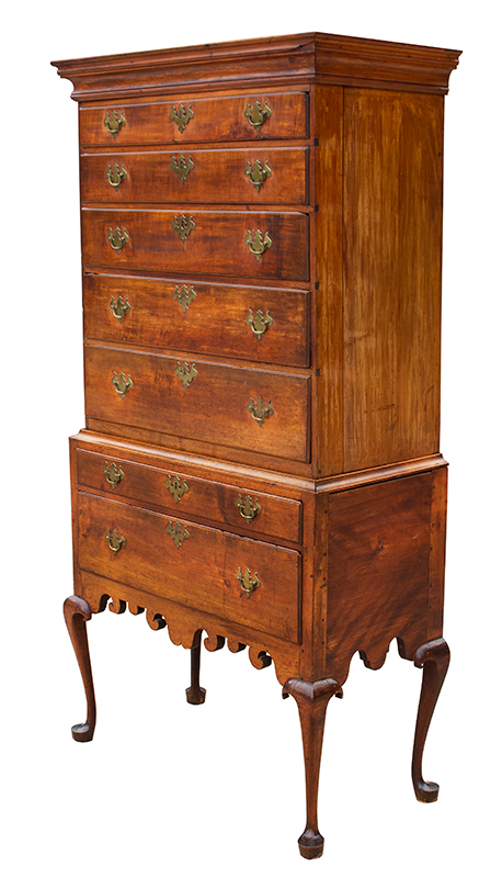 Highboy, Connecticut River Valley, New London County, Original Hardware