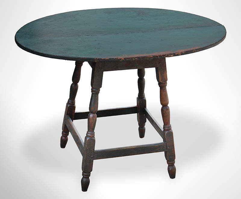 Early American Tea Table, A.K.A. Tavern Table, Historic Surface, Green Paint, entire view 1