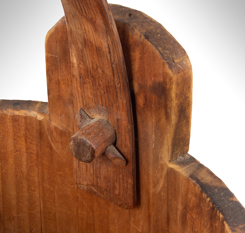Nineteenth Century Wooden Bucket, Small Water Bucket in Best Natural Patina Attributed to Peter Hersey (1757-1844) of Hingham, Massachusetts, detail view