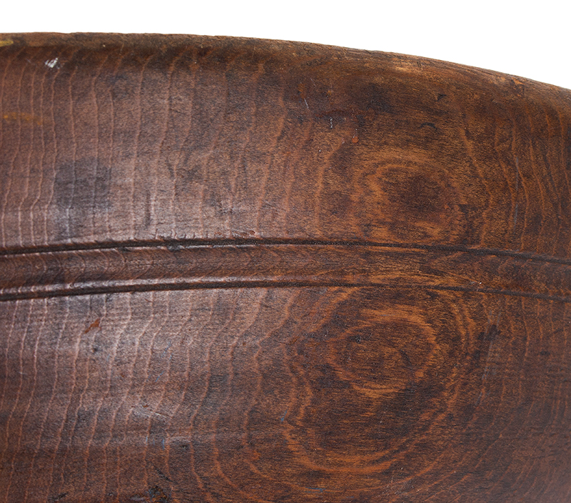 New England Beehive Turned Footed Bowl in Dark Natural Surface, detail view