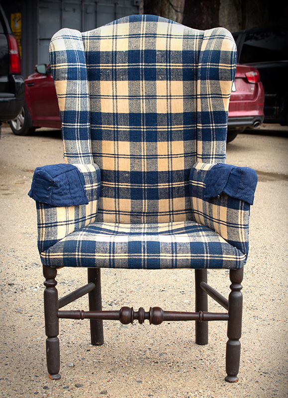 Wing Chair, Upholstered Country Make-Do Armchair, entire view 2