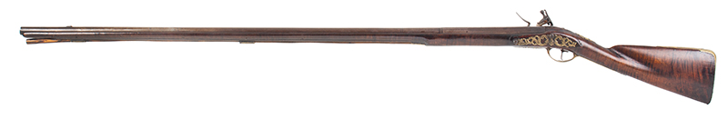 18th Century Musket, American Assembled Fowler, Curly Maple Stock, left facing