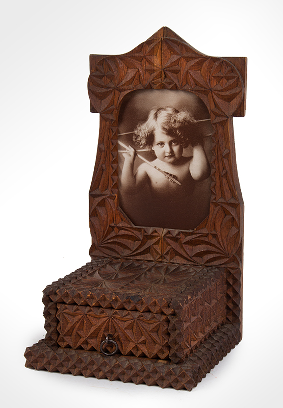 Tramp Art Vanity Box, Chip Carved Trinket Box, Image 1