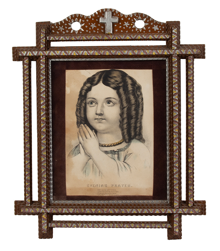 Tramp Art Frame, Victorian Religious, Image 1
