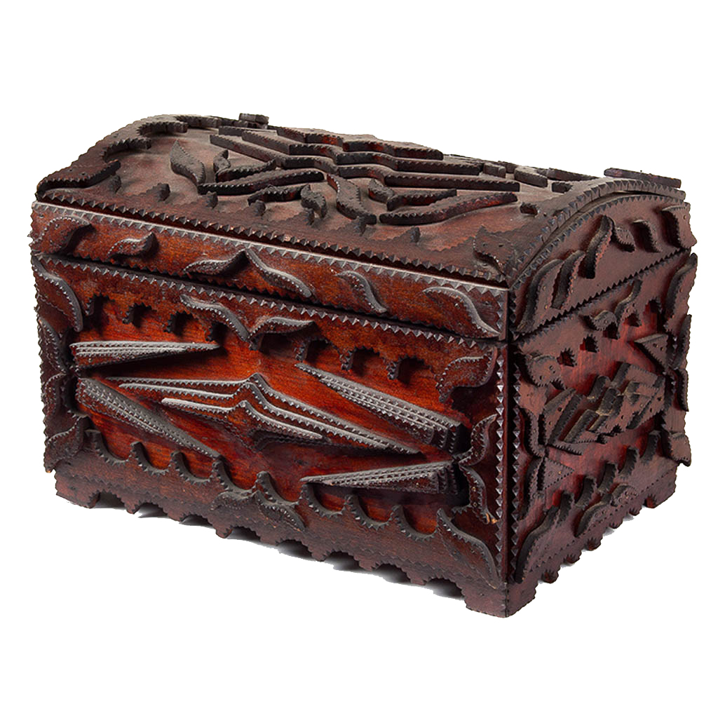 Tramp Art Dome Top Chest, An Exceptional Small Trunk, Image 1