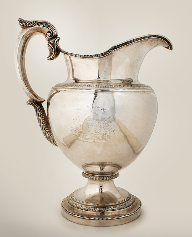 Presentation Silver, Pitcher, Provident Society, Philadelphia to John Vallance Possibly made by Thomas Fletcher or Harvey Lewis, entire view 3