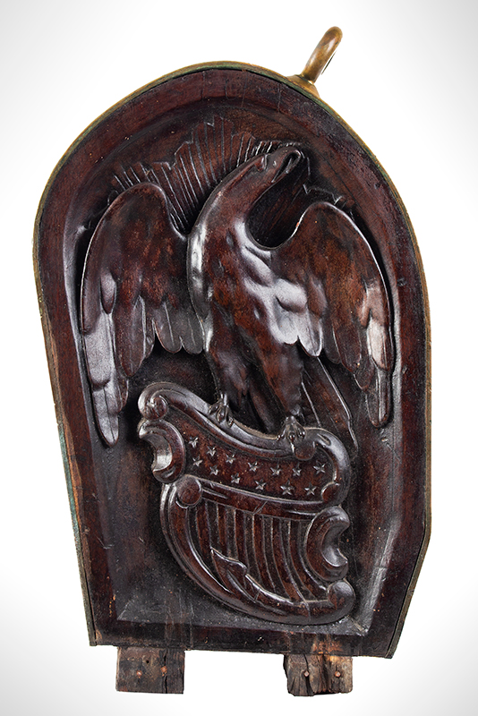 John Haley Bellamy, Carved Mahogany Gangway Board, USS Enterprise A Rare Woodcarving Executed by Bellamy [1836-1914] for the US Navy, entire view 1
