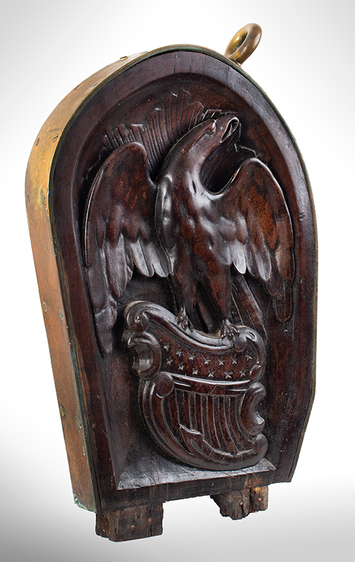 John Haley Bellamy, Carved Mahogany Gangway Board, USS Enterprise A Rare Woodcarving Executed by Bellamy [1836-1914] for the US Navy, entire view 1