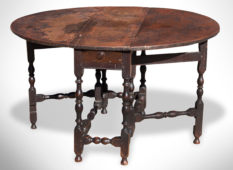 Table, Gateleg, William and Mary, Boston Area, Outstanding Turnings & Surface, 1715-1740, Image 1