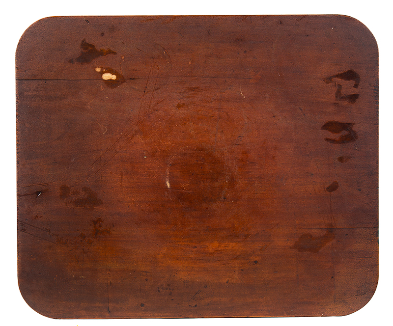 Early 19th Century One Drawer Stand, Sheraton Table, Carved, Original Red Upper Connecticut River Valley, Probably Hanover or Lebanon, NH Area Probably Owned by the Honorable Silas Wright, top view