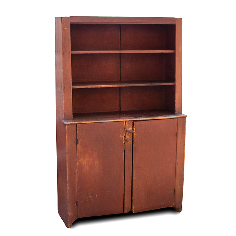 Stepback Cupboard, Open Canted Top, Red Paint, Image 1