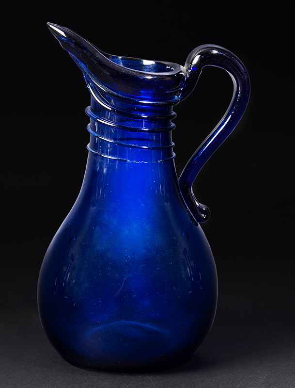 Freeblown Midwestern [Stiegel type] Cobalt Blue Creamer, Syrup w/ Pulled Spout, Image 1