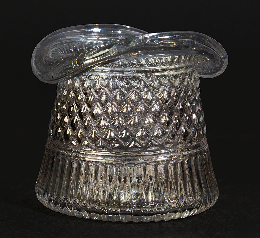 Three Mold Blown Glass Beaver Top Hat Salt (Whimsey), Folded Rim, GII, Type 10 Base, Image 1