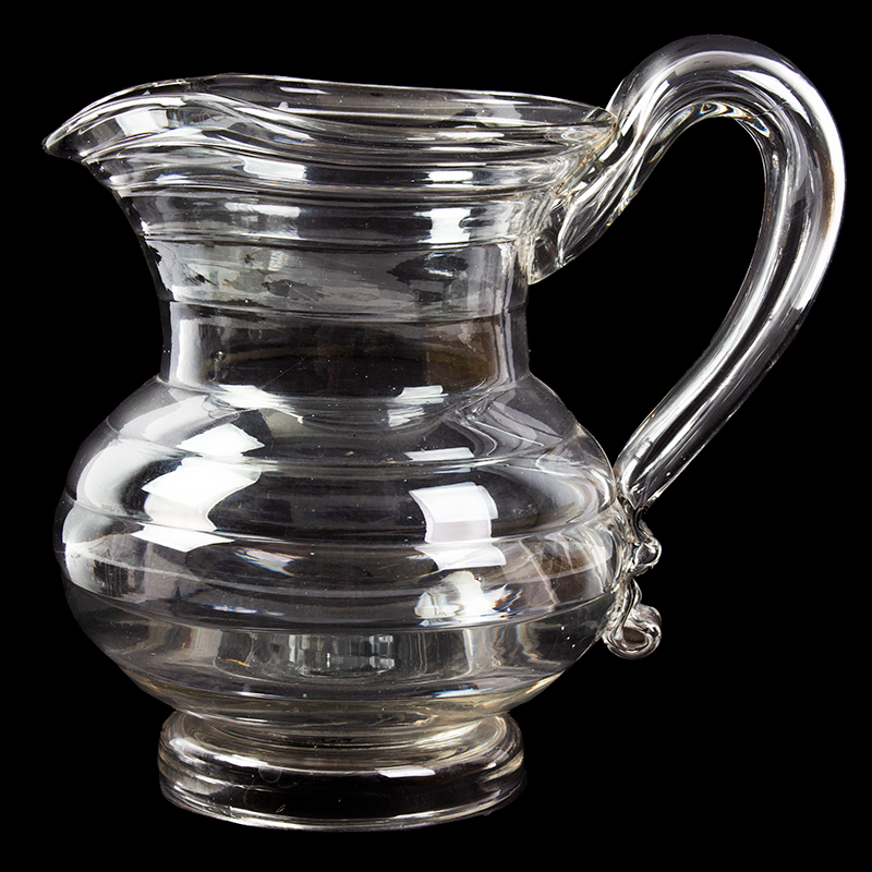 Blown Glass Bulbous Beehive Form Water Pitcher, Boston & Sandwich Glass, Image 1