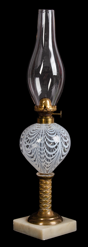 Marbrie White Loop Fluid Lamp, Sandwich Glass Co., Image 1
