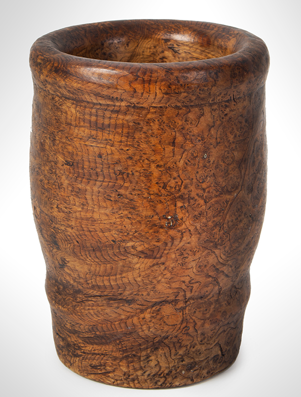 Eighteenth Century Ash Burl Mortar, Rich Color and Patina, Small Size American, entire view 1