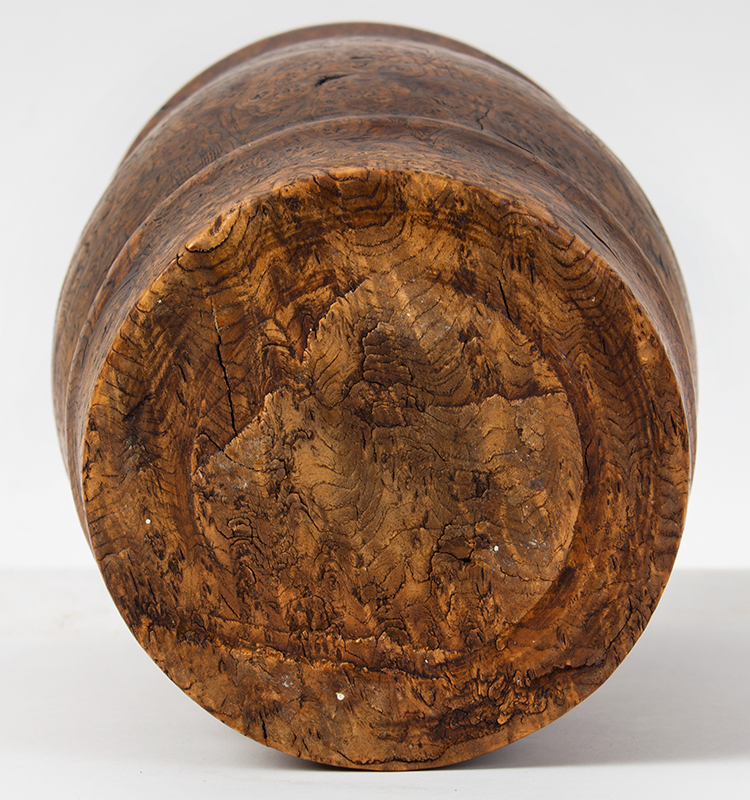 Eighteenth Century Ash Burl Mortar, Rich Color and Patina, Small Size American, bottom view