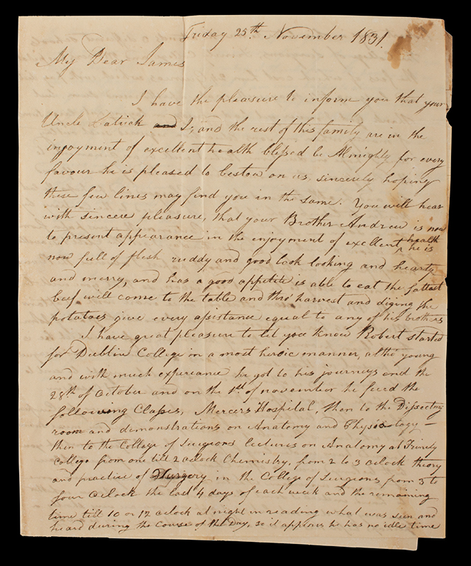 Letter Archive, Asst. Surgeon James Rogers, H.M.S. Revenge Included are 5 19th century surgical instruments; 2 by M. Wocher, 3 by Luer, entire view 15