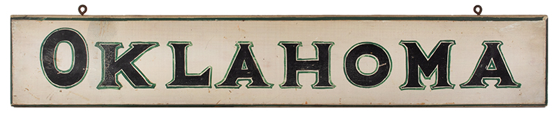 Vintage Sign: OKLAHOMA, Original Paint, entire view