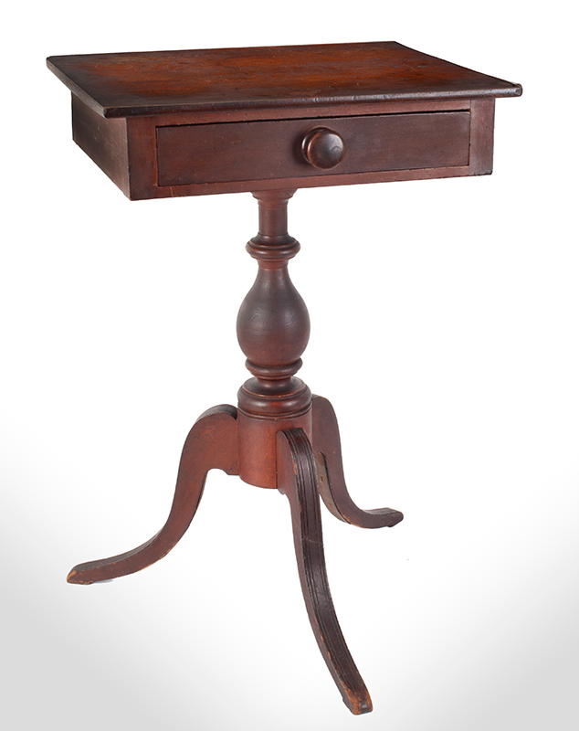 Nineteenth Century One Drawer Stand, Table, Original Red Paint, Fine Surface, entire view