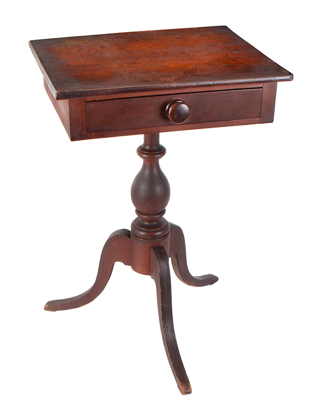 Nineteenth Century One Drawer Stand, Table, Original Red Paint, Fine Surface, entire view 2