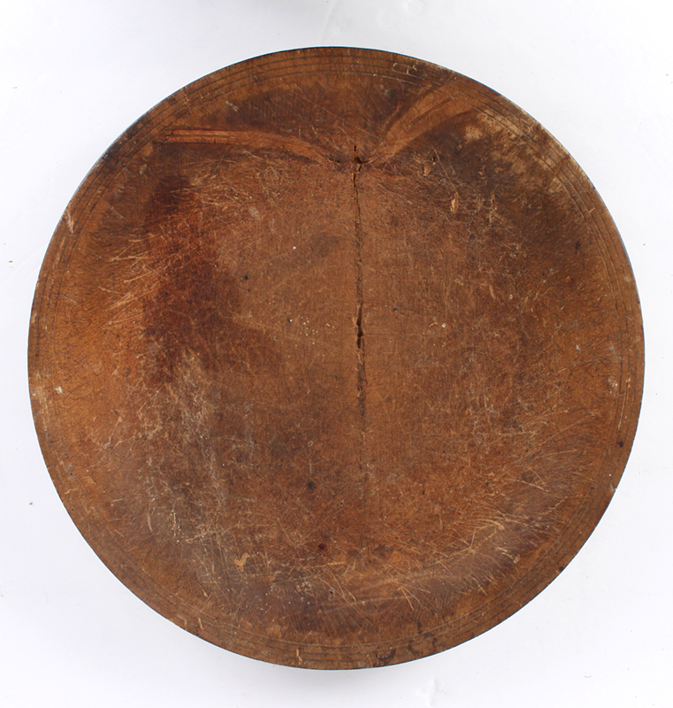 Early American Treen Trencher, Large Treenware Dish, top view