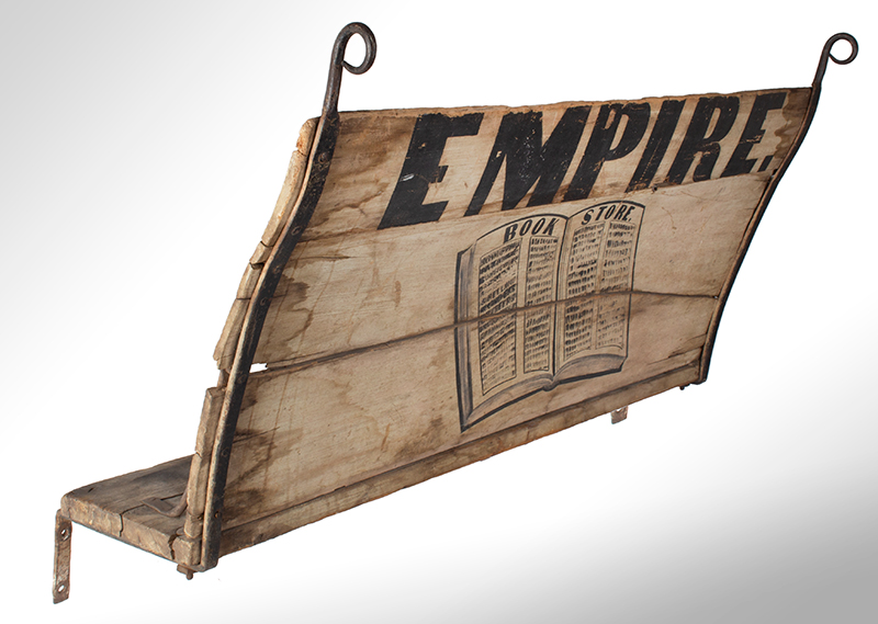 Antique Wagon Seat Trade Sign, EMPIRE BOOK STORE Possibly New York, entire view 3
