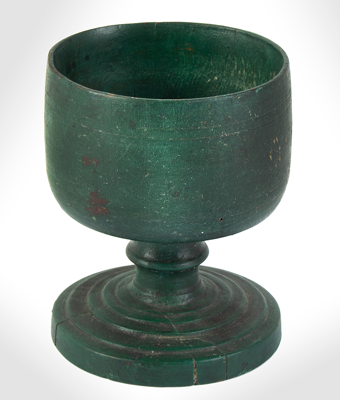 Woodenware, Treen, Turned Master Salt, Green Paint, Image 1