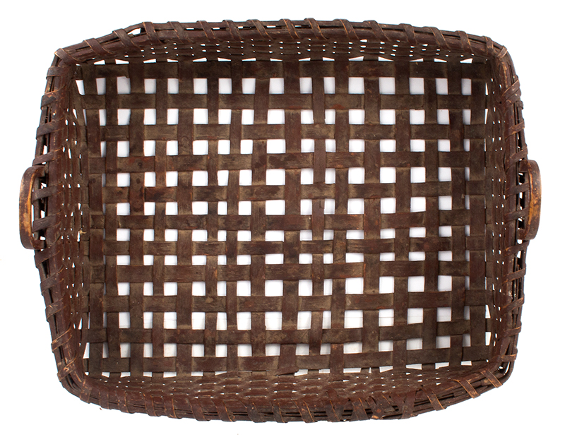 Basket, Shallow Hexagonally Woven Cheese Basket, Original Windsor Green Paint New England, entire view 5