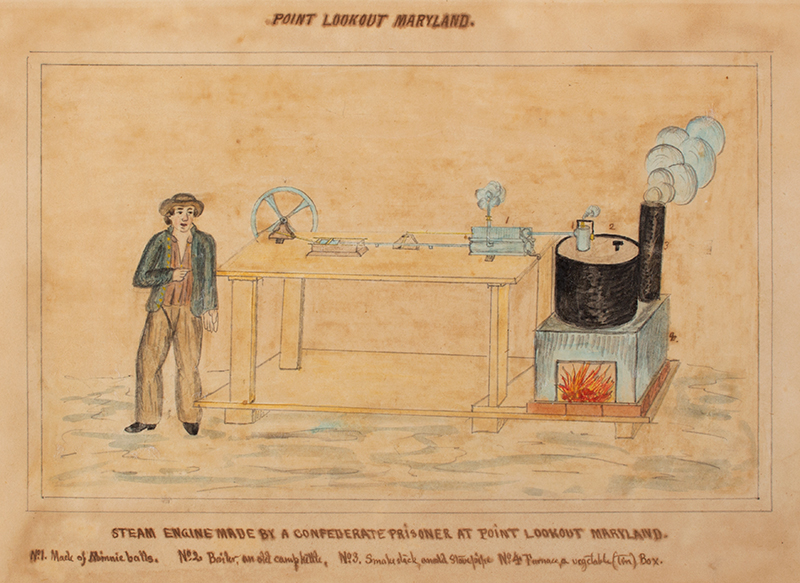 Historic Civil War Sketches, Point Lookout Prison, by John Jacob Ommenhausser Maryland Prisoner of War Camp, John Jacob Omenhausser (1832-1877), entire view 6