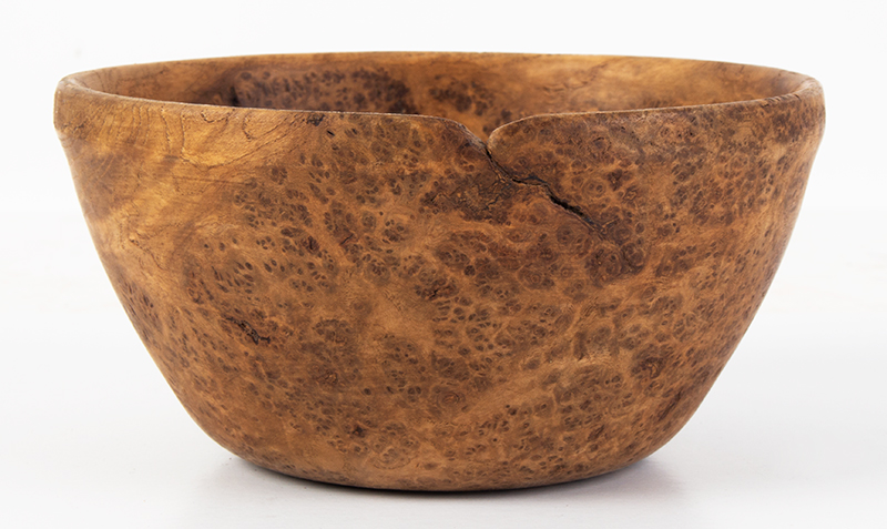 Antiques Burl Bowl, New England, Rare Small Size, entire view 1