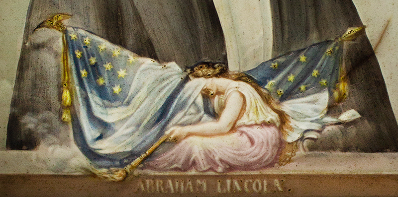 Abraham Lincoln, Mourning Lithophane Plaque, Columbia in Mourning Titled: “ABRAHAM LINCOLN”, detail view 2