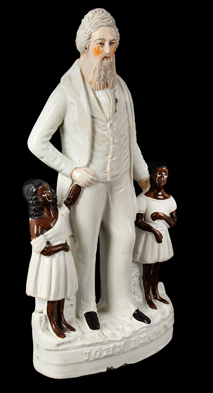 Staffordshire Figural Group, Abolitionist John Brown & Two Girls, Rare Large Size, entire view