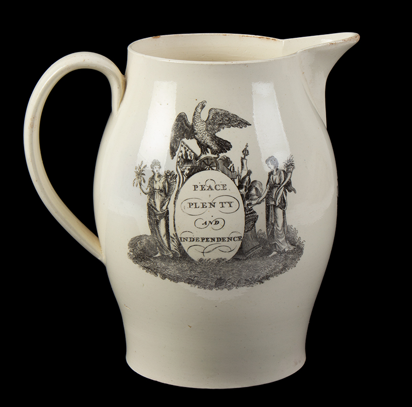 Liverpool Jug, Creamware Pitcher Printed in Black, James Madison President of the United States of America, entire view 3