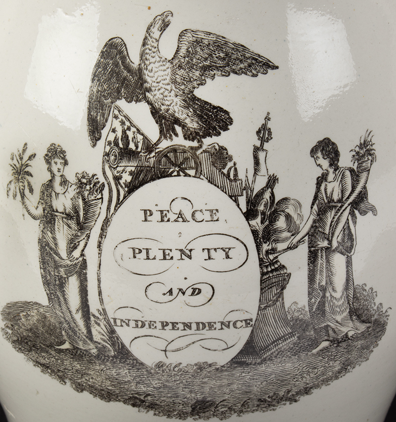 Liverpool Jug, Creamware Pitcher Printed in Black, James Madison President of the United States of America, detail view 2