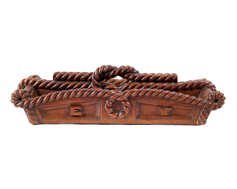 Nineteenth Century Cutlery Tray, Carved Maritime Knife Box, Image 1