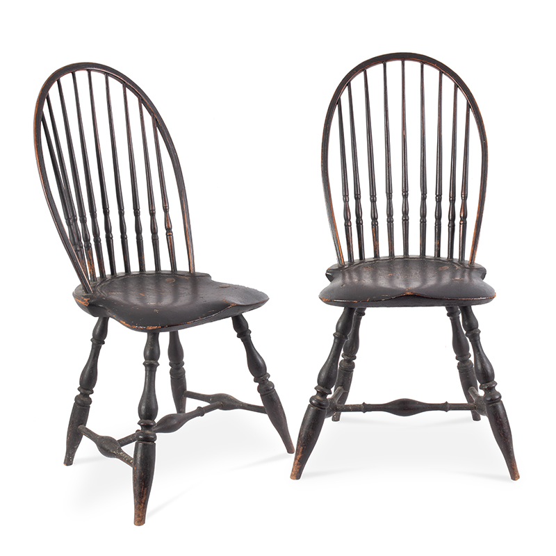 Pair of Pipe Stem Windsor Side Chairs, Bow Back, Image 1