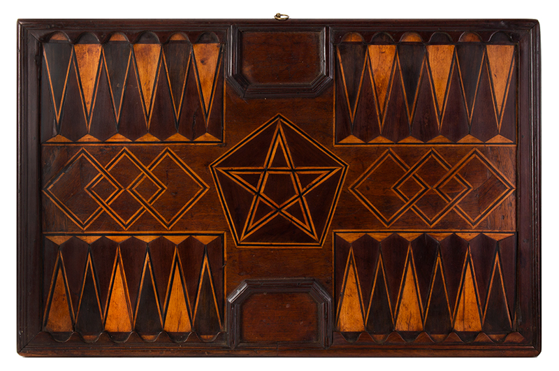 Nineteenth Century Gameboard, Hardwoods, Backgammon, Checkers, entire view