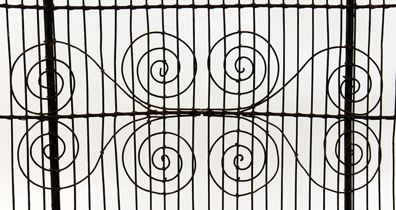 Nineteenth Century Fireplace Screen, Wirework, Signed, San Francisco, detail view