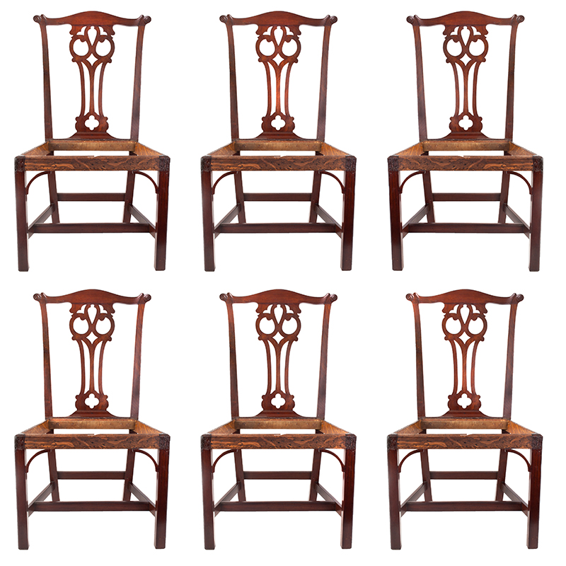 Antique Set of Six Chippendale Mahogany Side Chairs, Connecticut, Circa 1770 to 1790, set view
