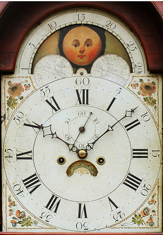 A Fine Chippendale Block and Shell Tall Case Clock, Rhode Island, face view