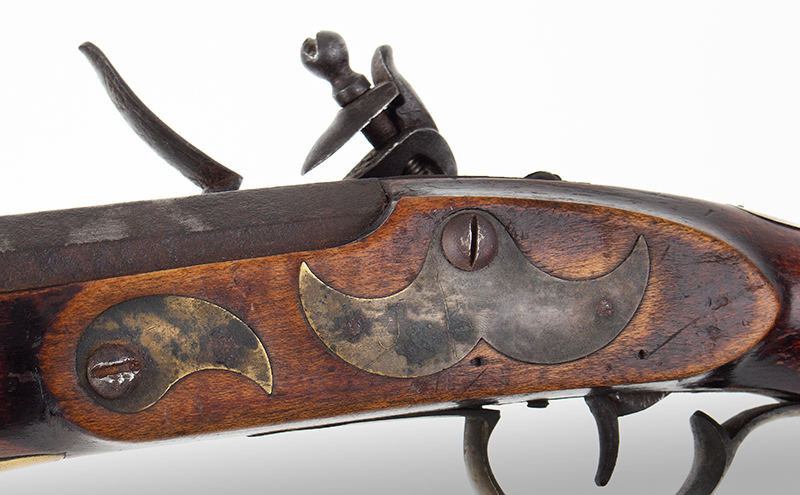 Flintlock Kentucky Style Pistol, Likely Southeastern Pennsylvania, Original Condition, side plate view
