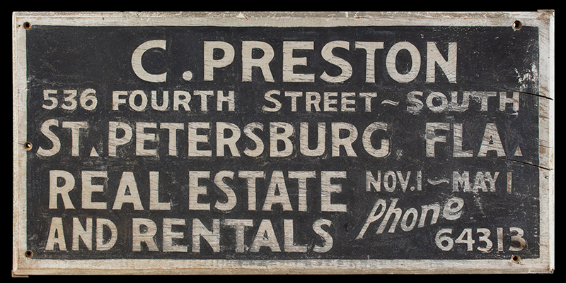 Trade Sign, Vintage St. Petersburg, Florida, Real Estate, entire view