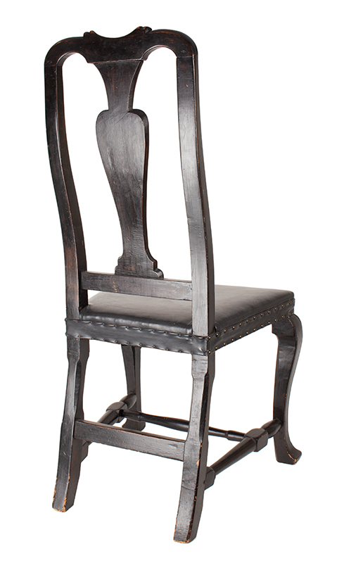 Antique, Queen Anne Side Chairs, Assembled, Leather Seats, Vasiform Splats
New England, Possibly New Hampshire, circa 1725-1750, chair 2 view 3
