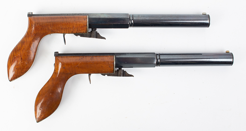 Pair, Case & Willard Underhammer Pistols, Tiger Maple Stock, .36 Caliber, Image 1