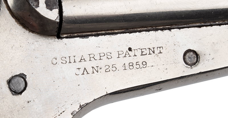 Sharps Four Barrel Pepperbox Derringer, Nickel Plated, Hard Rubber Grips
         Sharps & Hankins, Philadelphia, Serial number: 5218, address