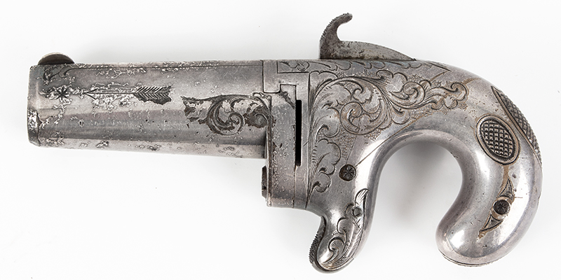 Moore’s Firearms, Number 1 Derringer 98% Silver, Engraved, 1863 Patent Serial number: 1038, left facing